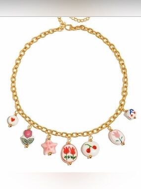 Charm Necklace with Colorful Pendants